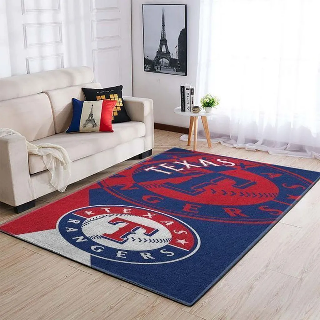 Texas Rangers Rug - Large Living Room Area Red and Yellow