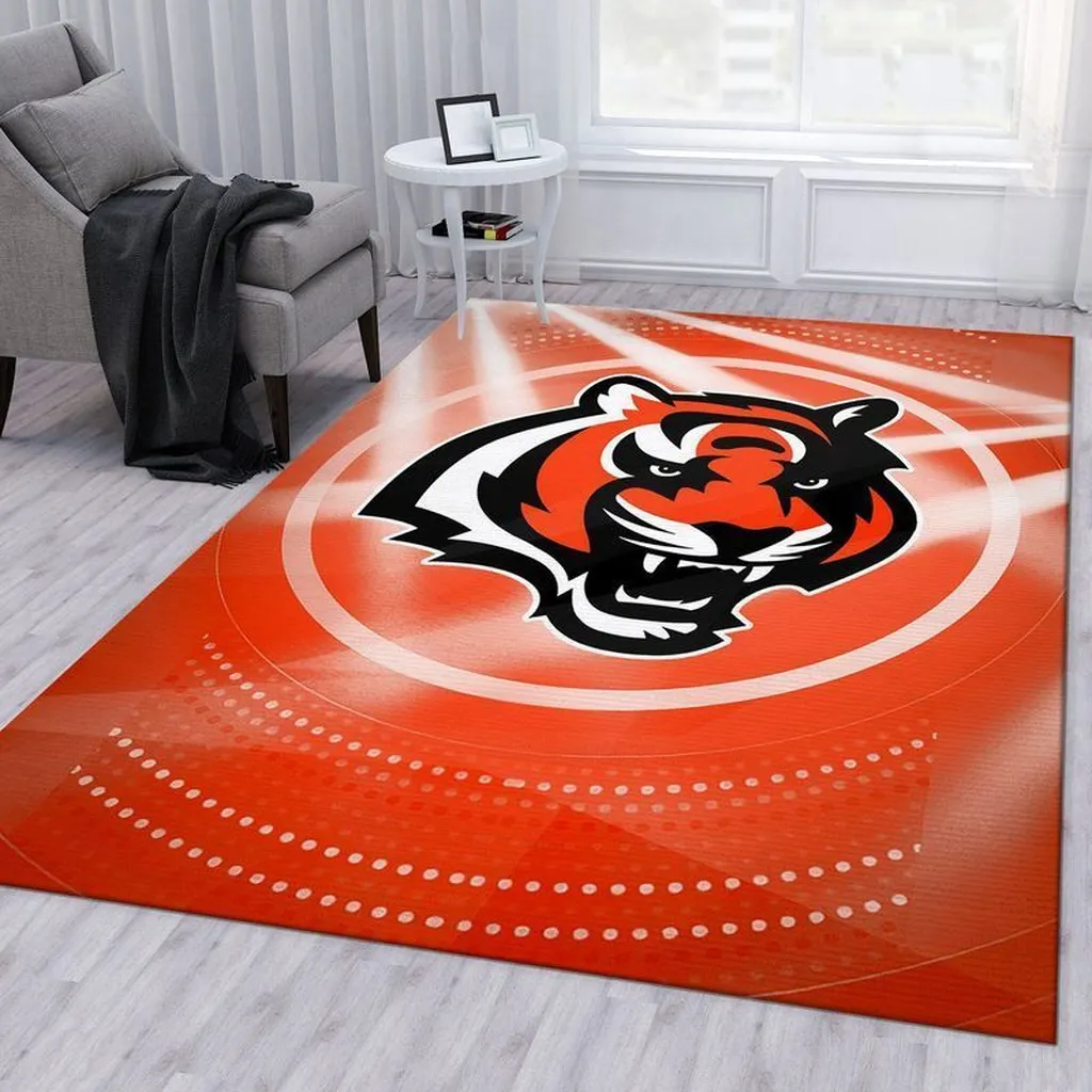 Tiger Head Rug Bold Modern Area Rug for Home Decor Black and Orange