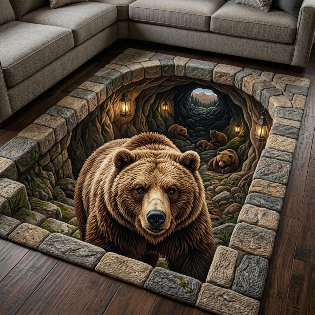 Timber Lodge Area Rug - Non-Slip Washable 3D Print Rug for Living Room & BedroomTVC2108390