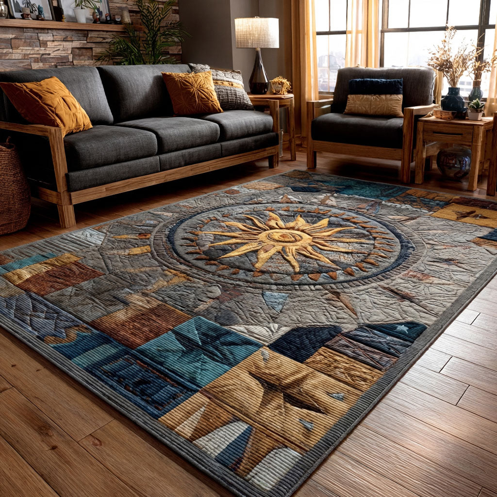 Timberland Sunburst Area Rug - Non-Slip Washable 3D Print Rug for Living Room & BedroomTVC2108262