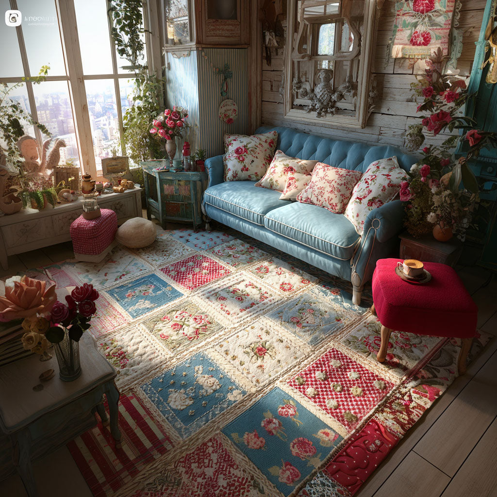 Timeless Rose Path Area Rug - Non-Slip Washable 3D Print Rug for Living Room & BedroomTVC2108244