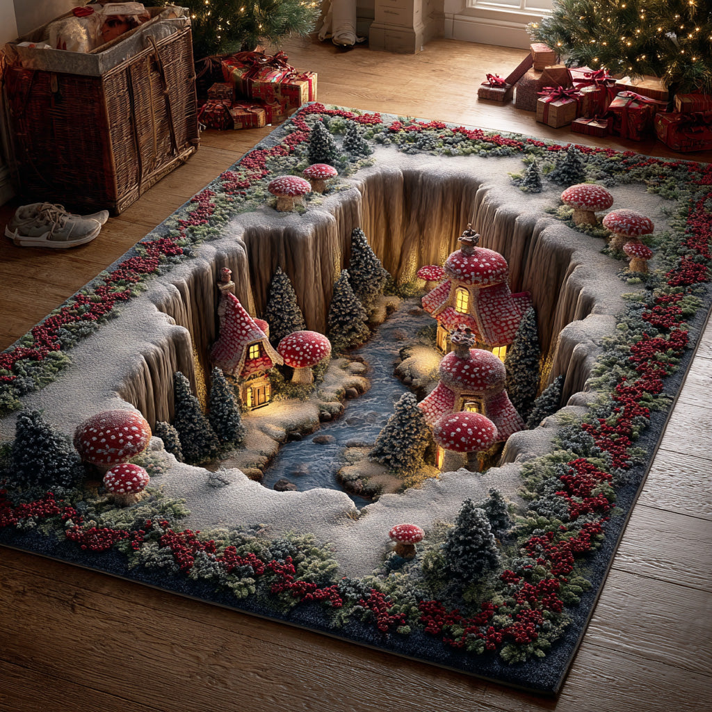 Toadstool Wonder Trail Area Rug - Non-Slip Washable 3D Print Rug for Living Room & BedroomTVC2108261