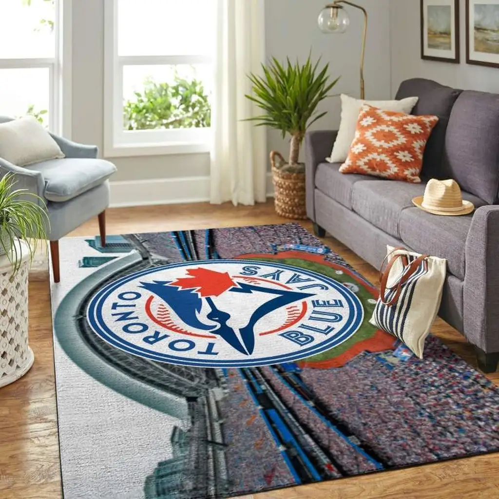 Toronto Jays Rug - Area Decorative Floor Carpet Blue and White