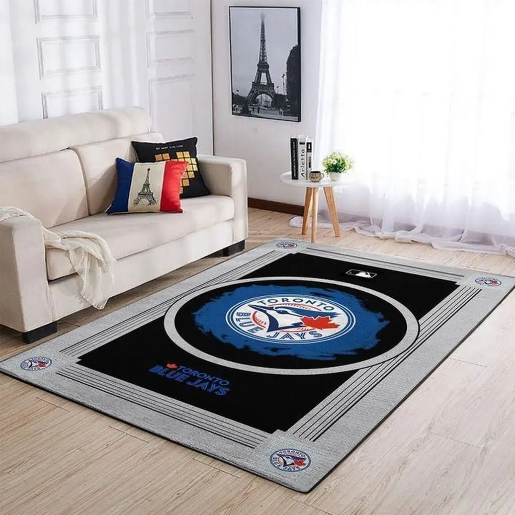 Toronto Jays Rug - Area for Living Room Decor Black and Gray