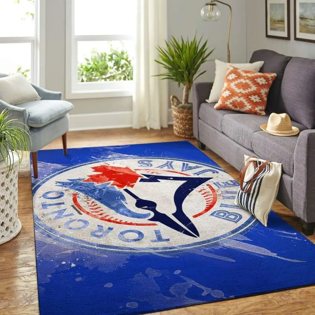 Toronto Jays Rug - Area Living Room Decor Baseball Fan Gift Blue and White