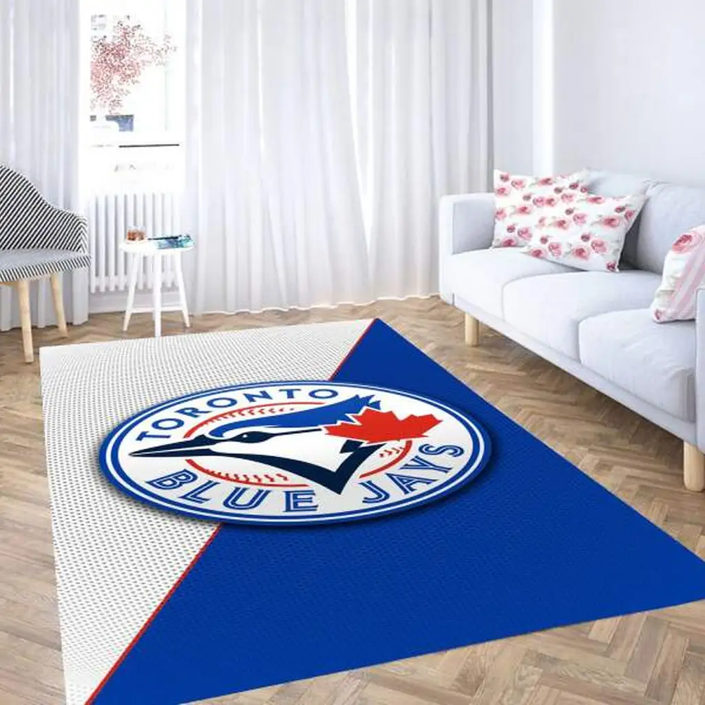 Toronto Jays Rug - Baseball Logo for Living Room Floor Decor Blue and White