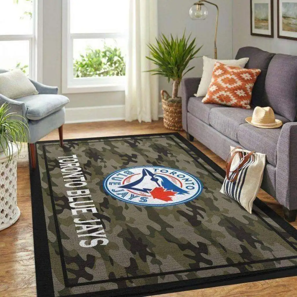 Toronto Jays Rug - Camo Sports Area for Fans Black and Green