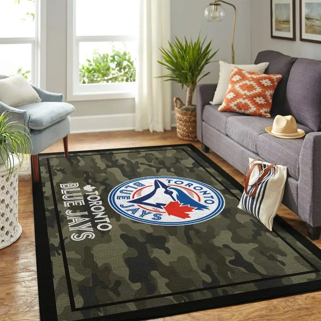 Toronto Jays Rug - Camouflage for Living Room Black and Green