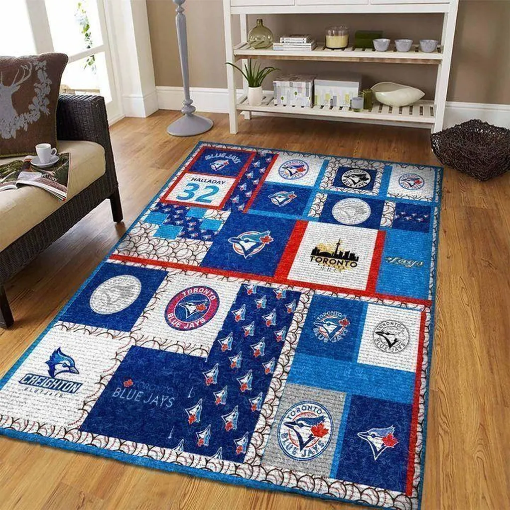Toronto Jays Rug - Decorative Area for Living Room Blue and White