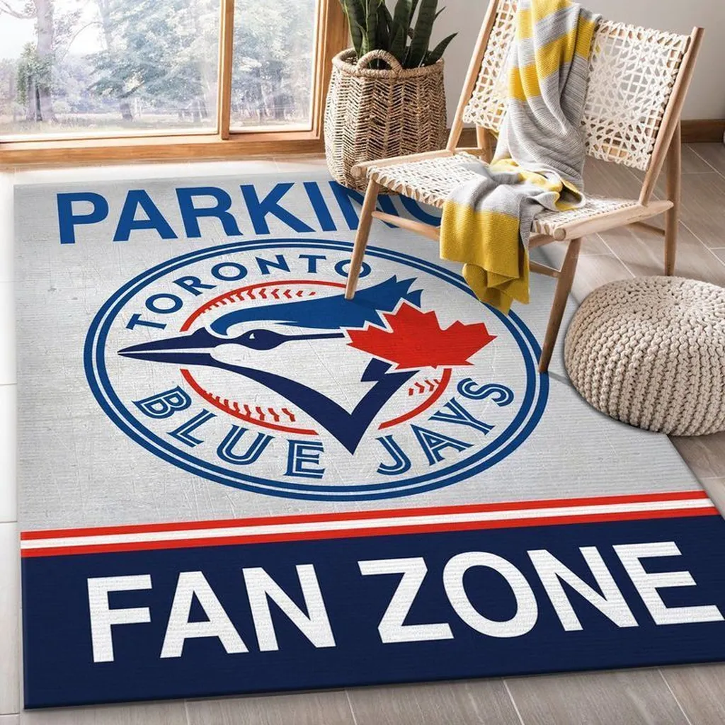 Toronto Jays Rug - Fan Zone Home Decor Carpet Blue and White