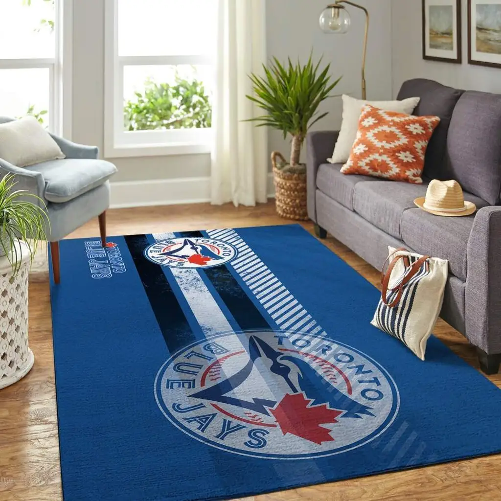 Toronto Jays Rug - Logo Area for Living Room Blue and White