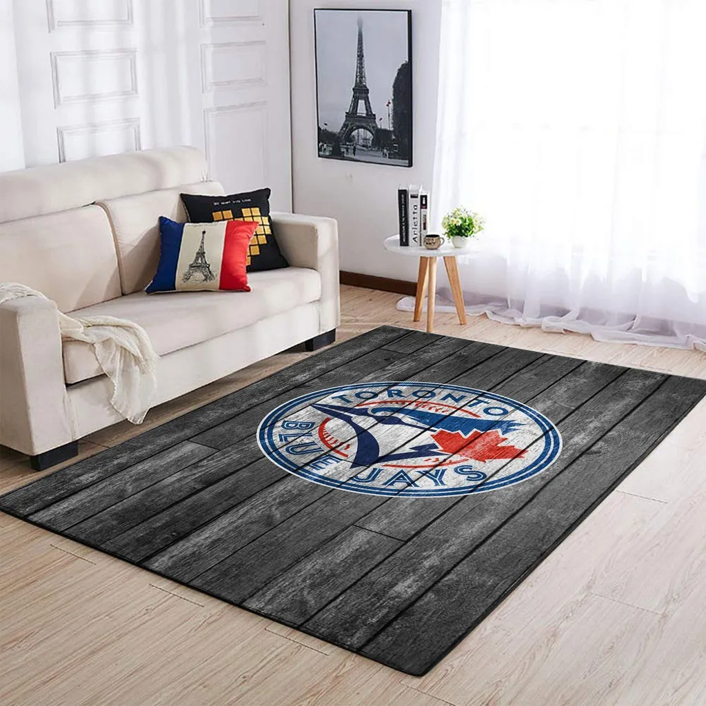 Toronto Jays Rug - Sports Modern Floor Decor Blue and Gray