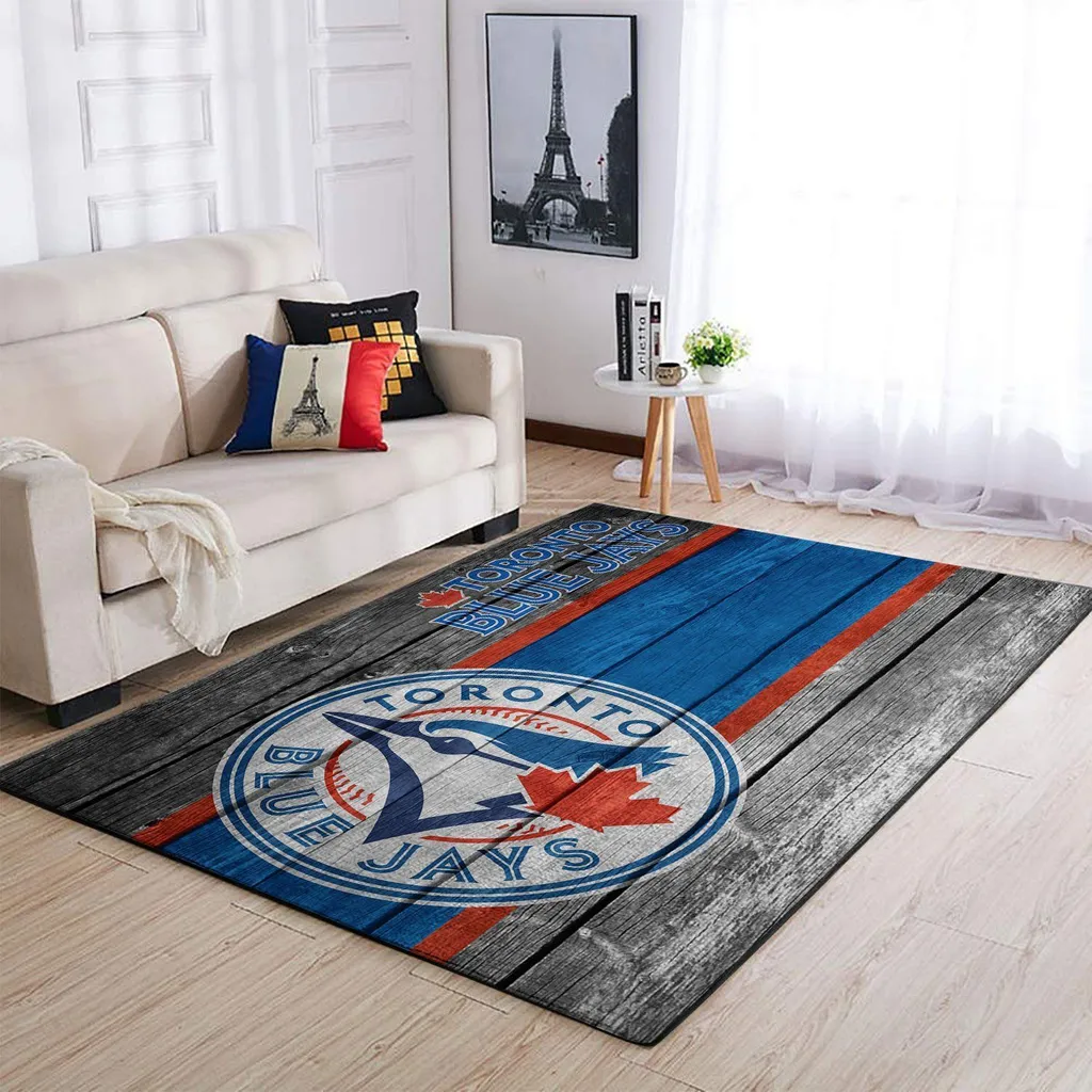Toronto Jays Rug - Vintage Area for Living Room Blue and Gray