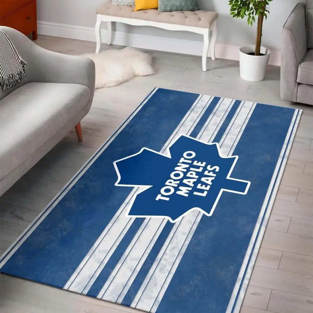Toronto Maple Leafs Rug - Striped Area for Living Room Blue and White
