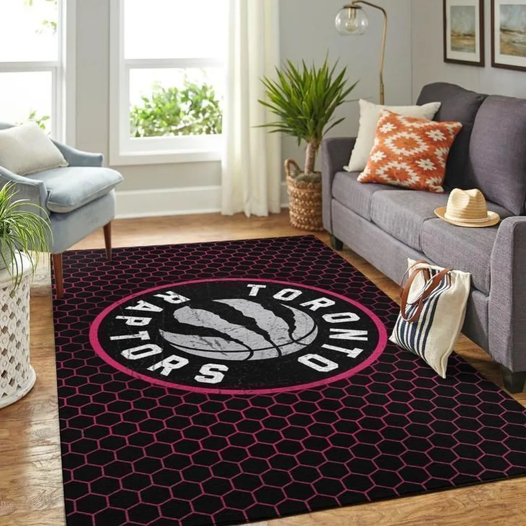 Toronto Raptors Rug - Area Perfect for Living Room Decor Black and Gray