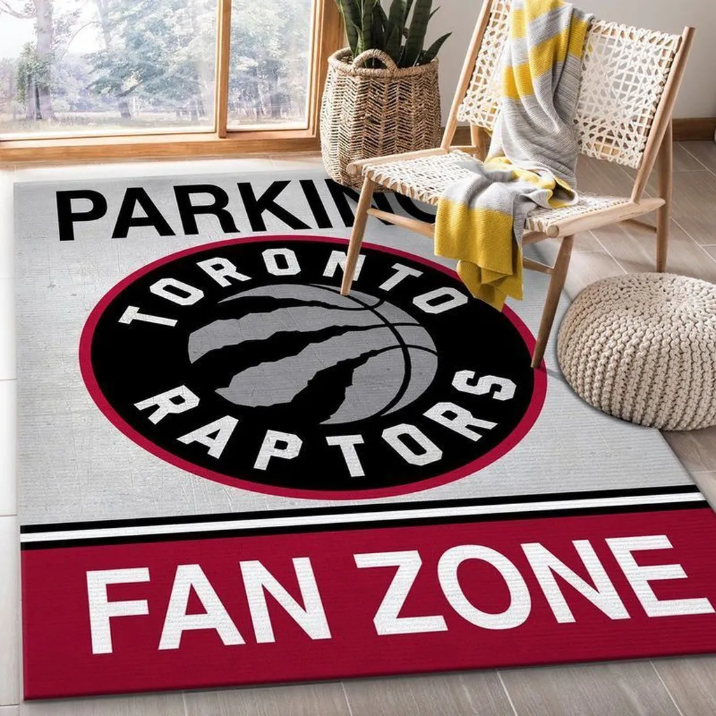 Toronto Raptors Rug - Fan Zone Area Colors Beige and Black
