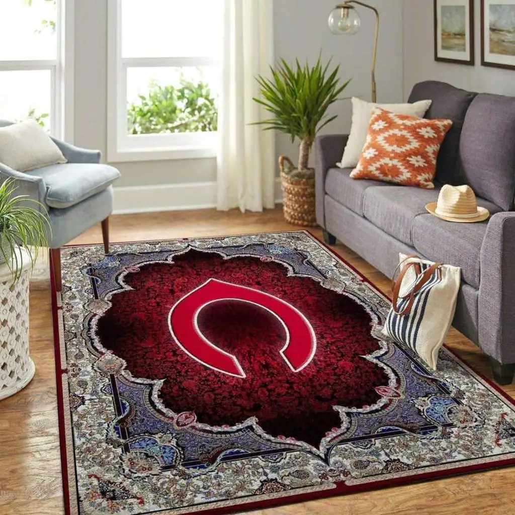 Traditional Area Rug for Elegant Living Room Decor Blue and Red