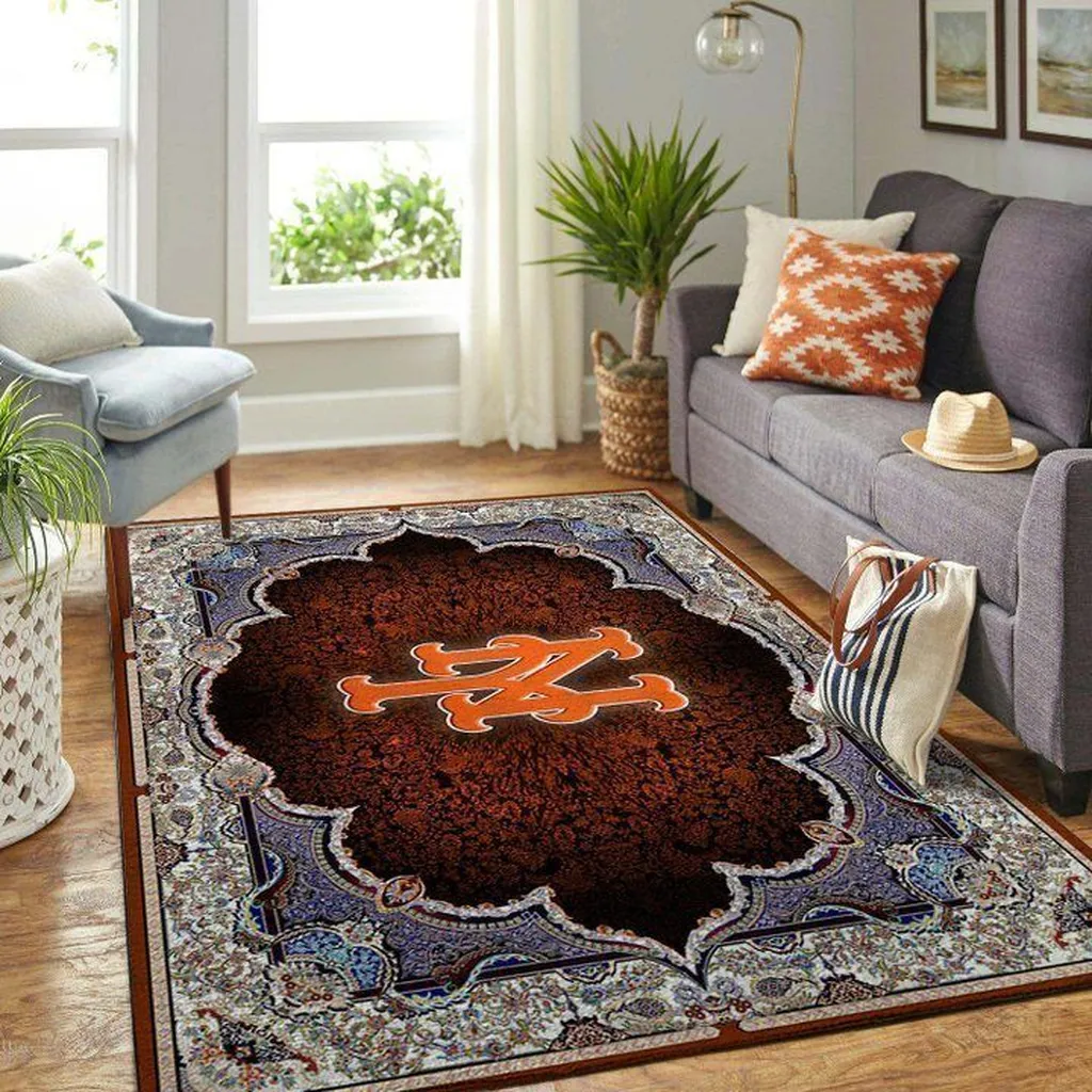 Traditional Rug for Living Room Decor Blue and Brown