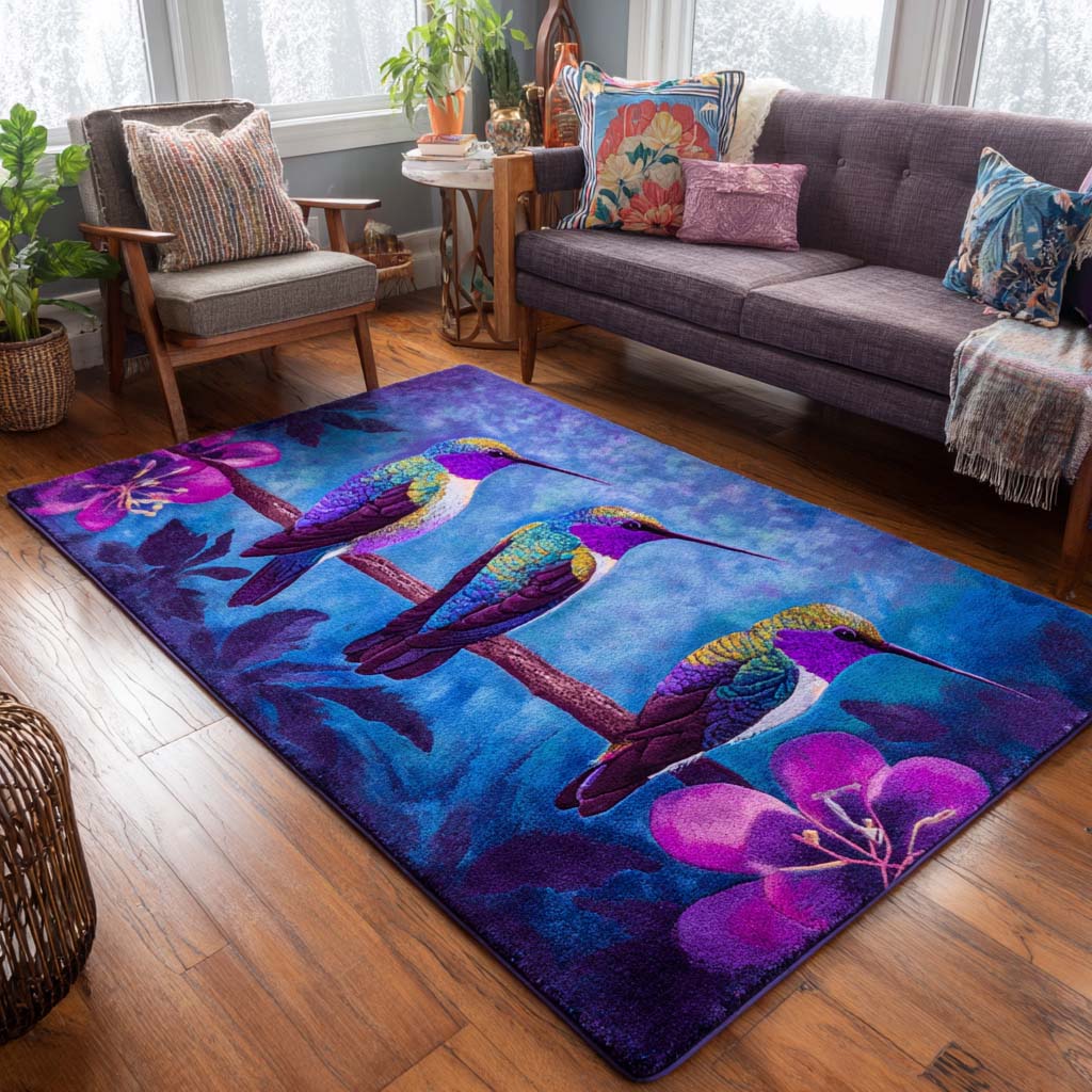 Tranquil Hummingbird Cardinal Area Rug - Non-Slip Washable 3D Print Rug for Living Room & BedroomTVC2108243