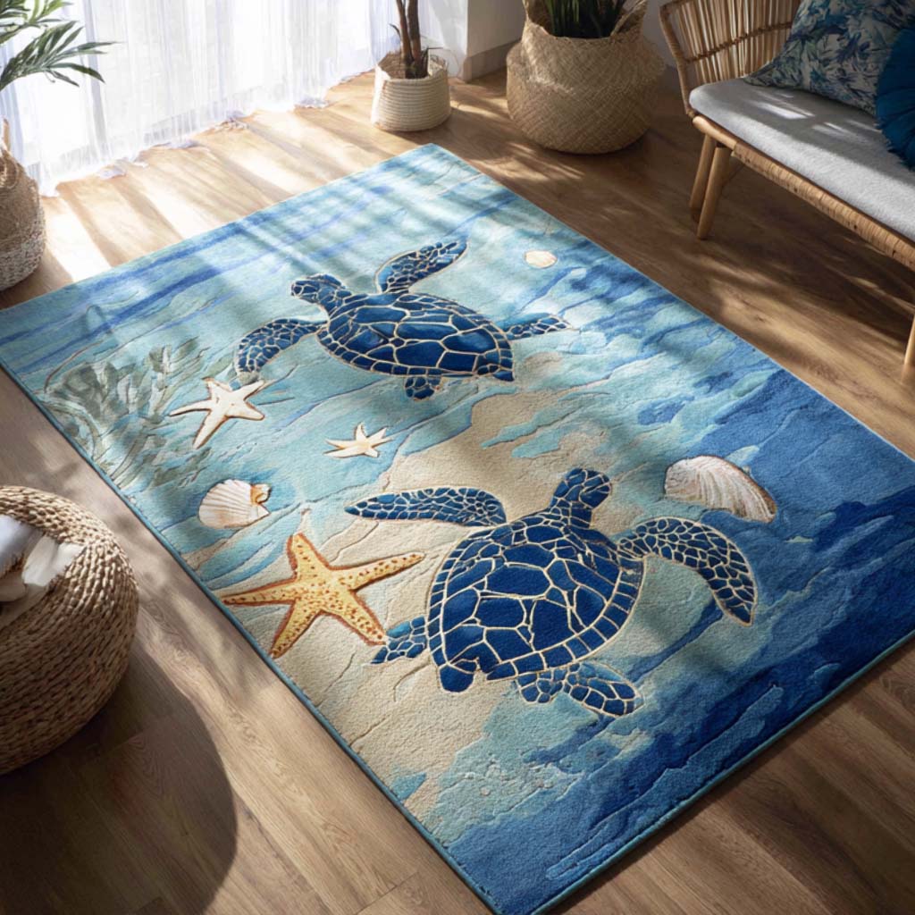Tranquil Turtle Area Rug - Non-Slip Washable 3D Print Rug for Living Room & BedroomTVC2108261