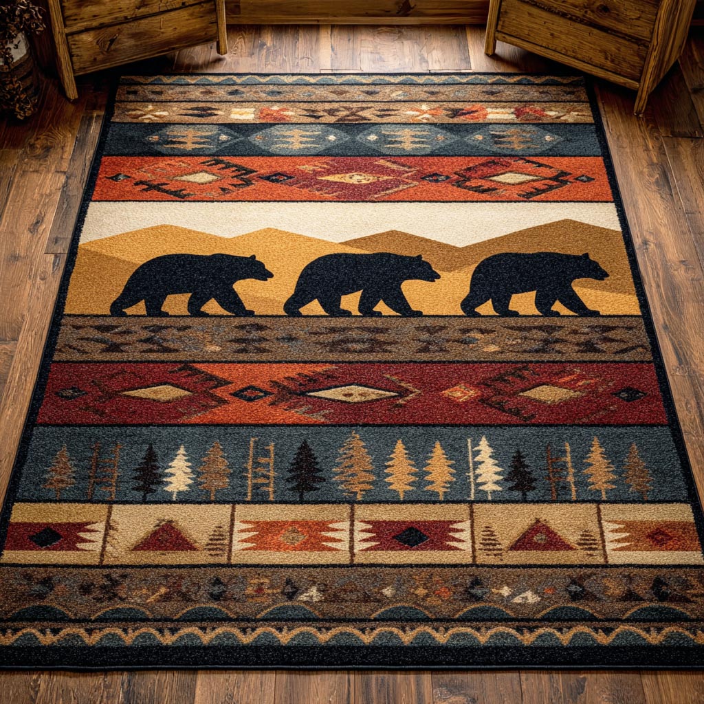 Tribal Bear Area Rug - Non-Slip Washable 3D Print Rug for Living Room & BedroomTVC2108261
