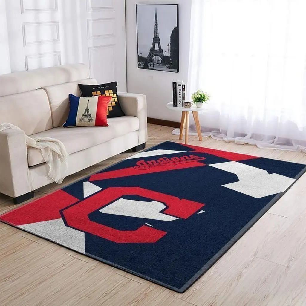 Tribal Inspired Area Rug for Living Room Decor Blue and Red