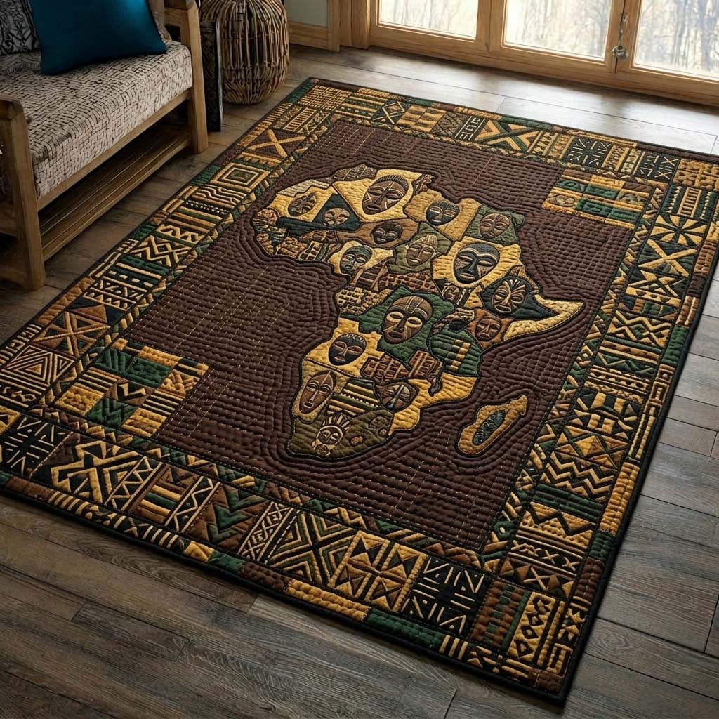 Tribal Mask Map Area Rug - Non-Slip Washable 3D Print Rug for Living Room & BedroomTVC2108389