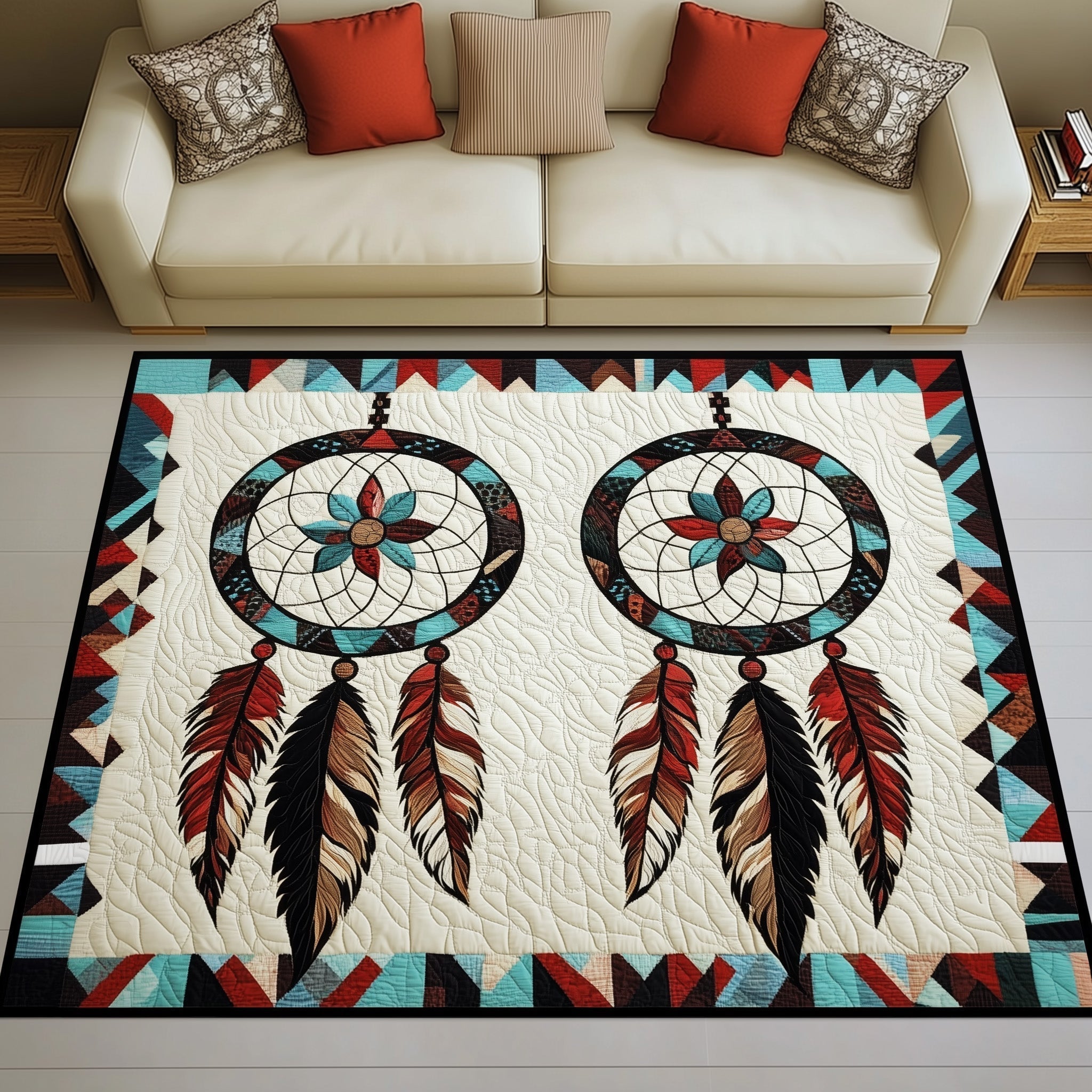 Tribal Soul Dreamcatcher Area Rug - Non-Slip Washable 3D Print Rug for Living Room & BedroomTVC2108389