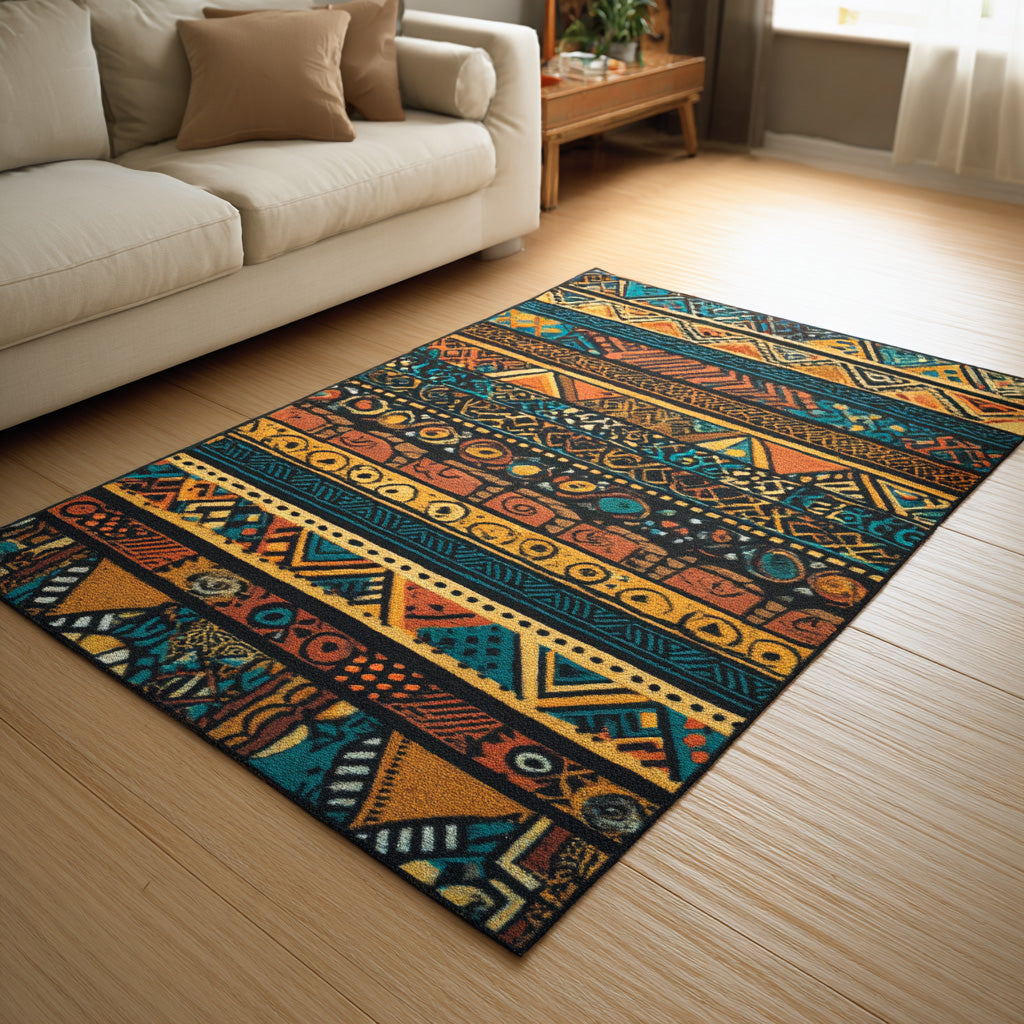 Tribal Tracks Area Rug - Non-Slip Washable 3D Print Rug for Living Room & BedroomTVC2108260