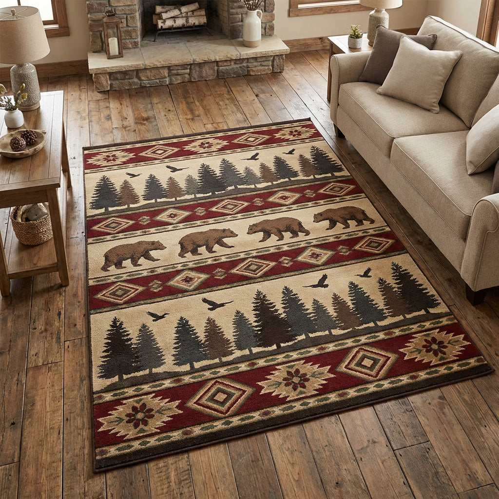 Tribal Wilderness Area Rug - Non-Slip Washable 3D Print Rug for Living Room & BedroomTVC2108243