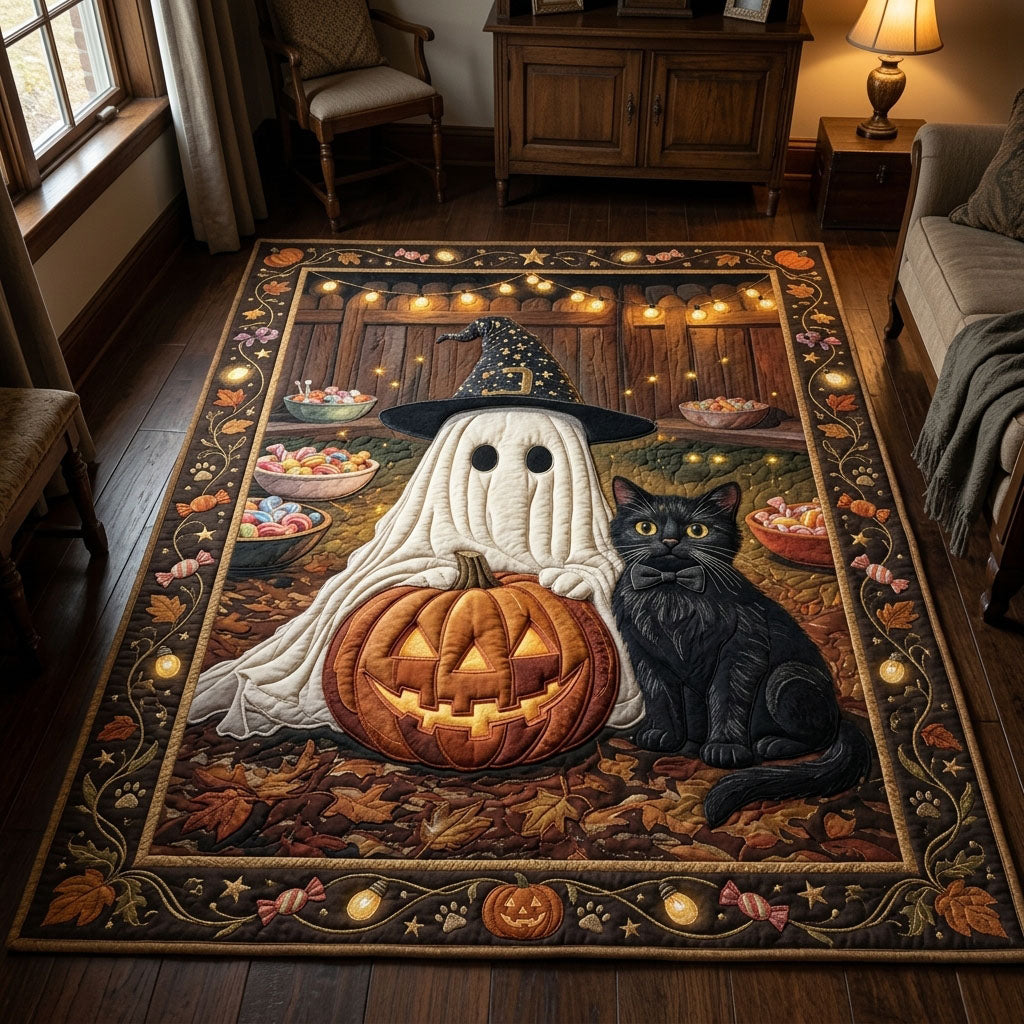 Trick Or Treat Ghost Cat Halloween Area Rug - Non-Slip Washable 3D Print Rug for Living Room & BedroomTVC2108389