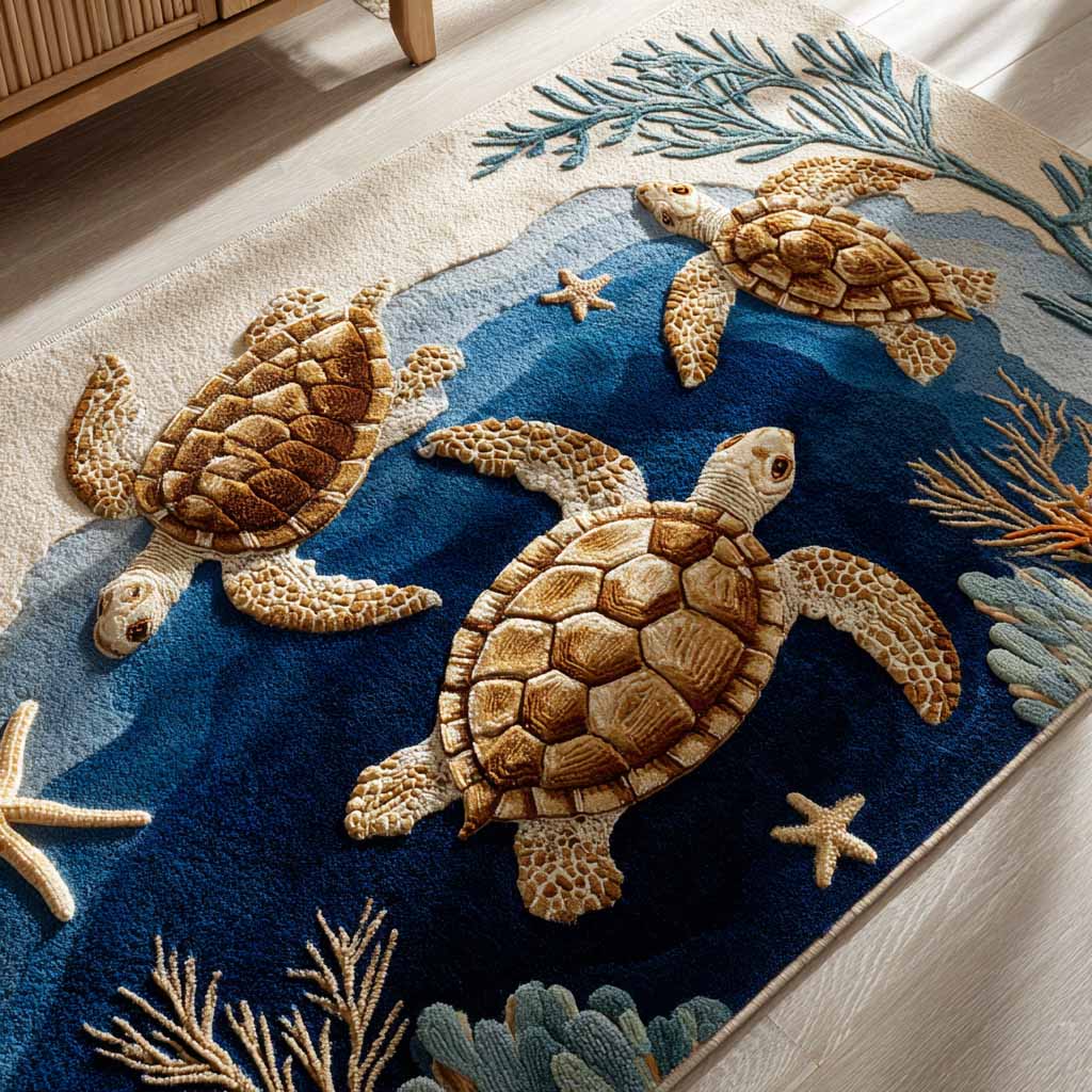 Triplet Tides Area Rug - Non-Slip Washable 3D Print Rug for Living Room & BedroomTVC2108260