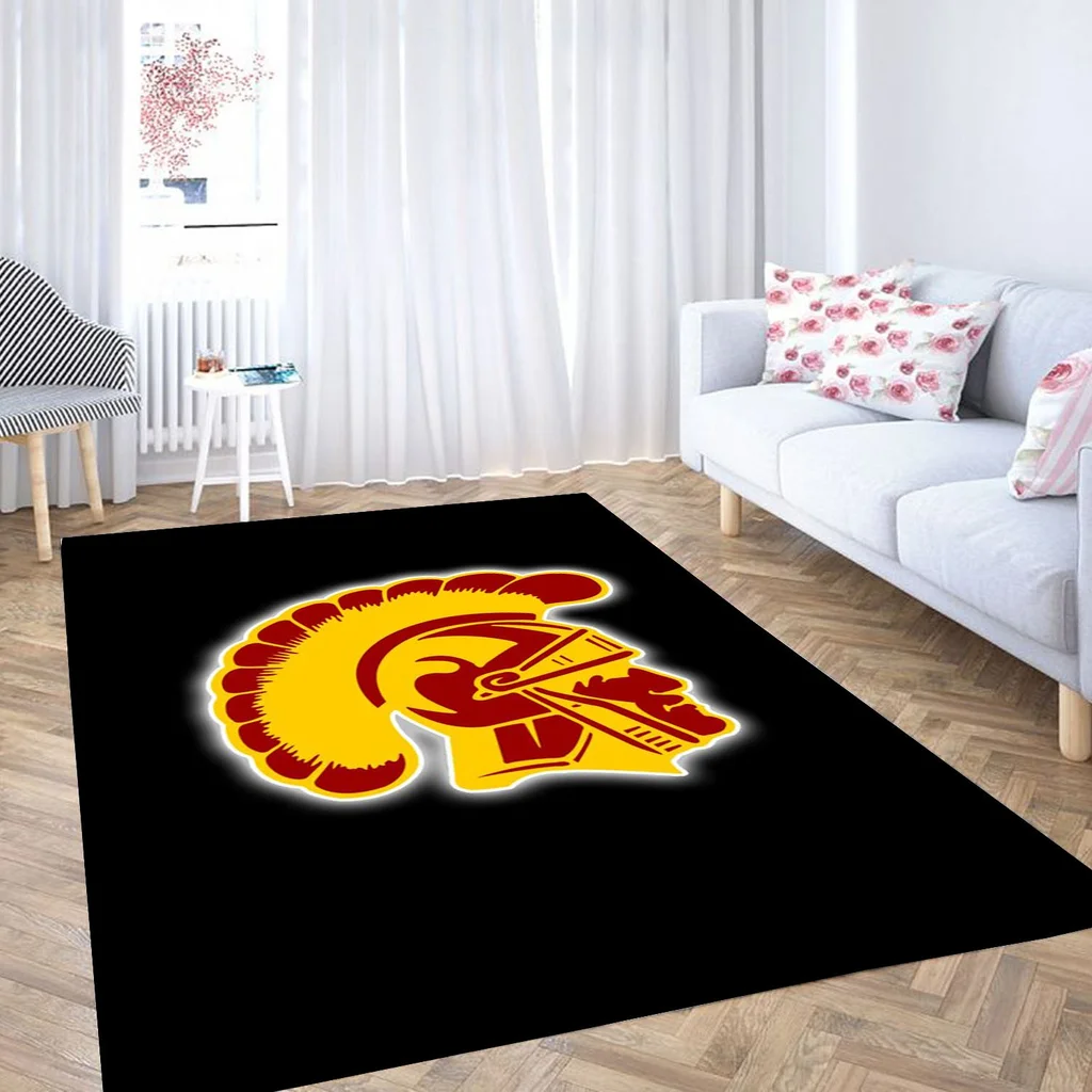Trojan Helmet Rug Modern Living Room Floor Decor Black and Yellow