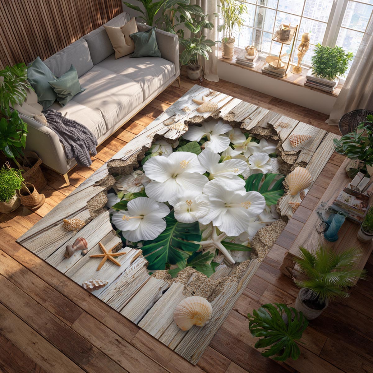 Tropical Petals Area Rug - Non-Slip Washable 3D Print Rug for Living Room & BedroomTVC2108210