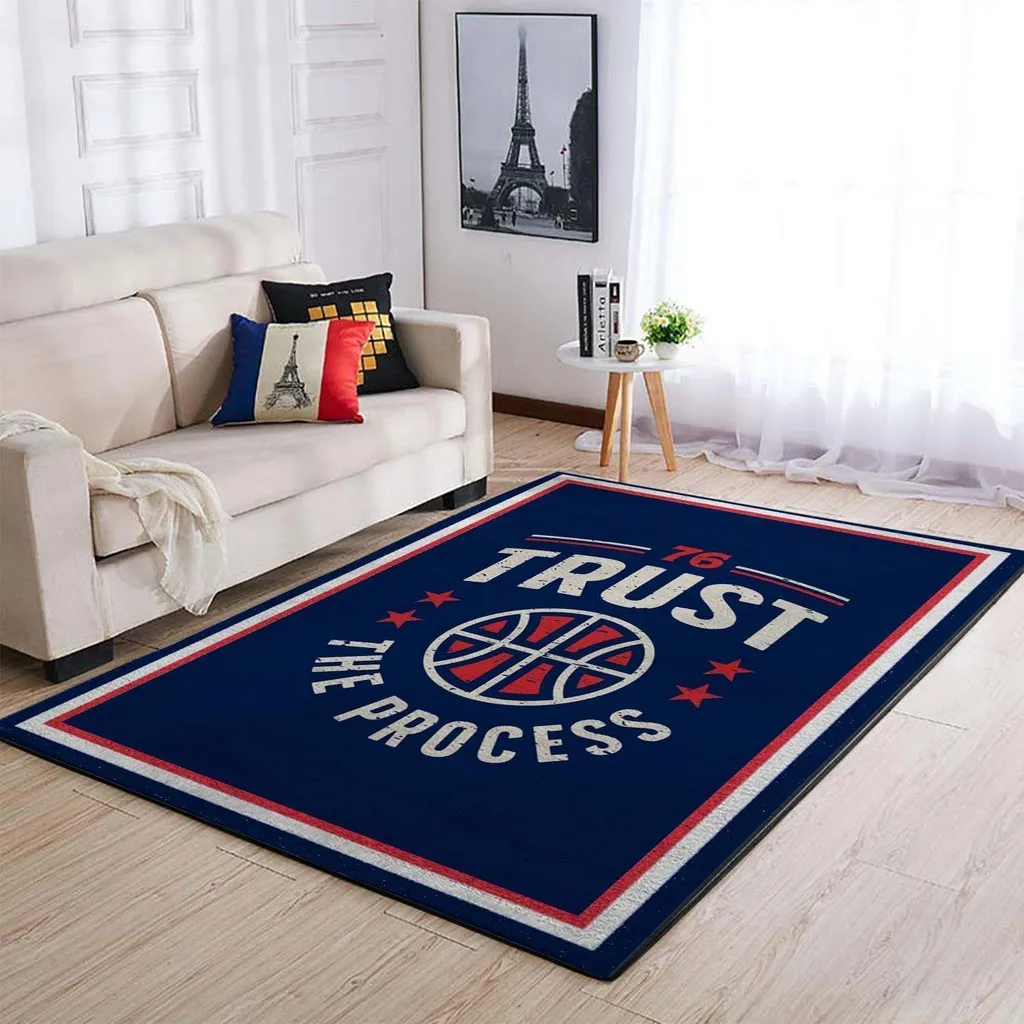 Trust The Process Basketball Area Rug for Fans Blue and Red