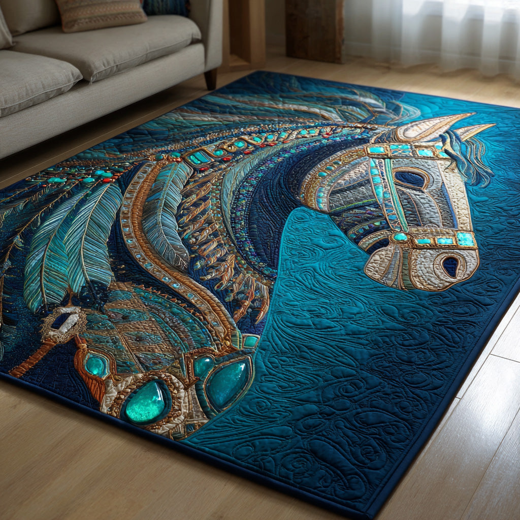 Turquoise Bridle Area Rug - Non-Slip Washable 3D Print Rug for Living Room & BedroomTVC2108259