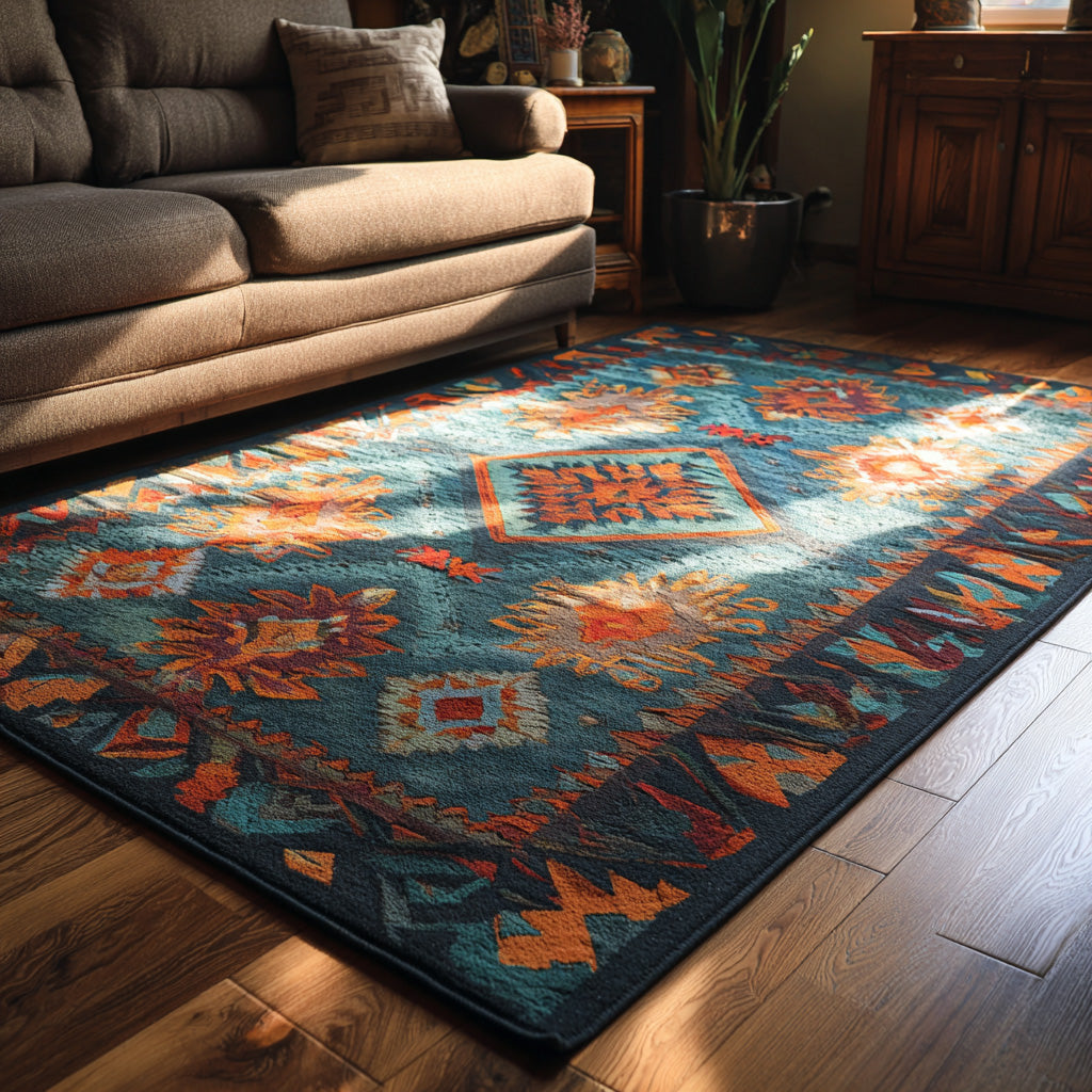 Turquoise Mesa Area Rug - Non-Slip Washable 3D Print Rug for Living Room & BedroomTVC2108259