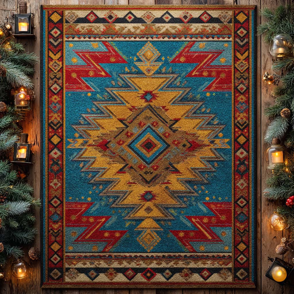 Turquoise Mesa Radiance Area Rug - Non-Slip Washable 3D Print Rug for Living Room & BedroomTVC2108243