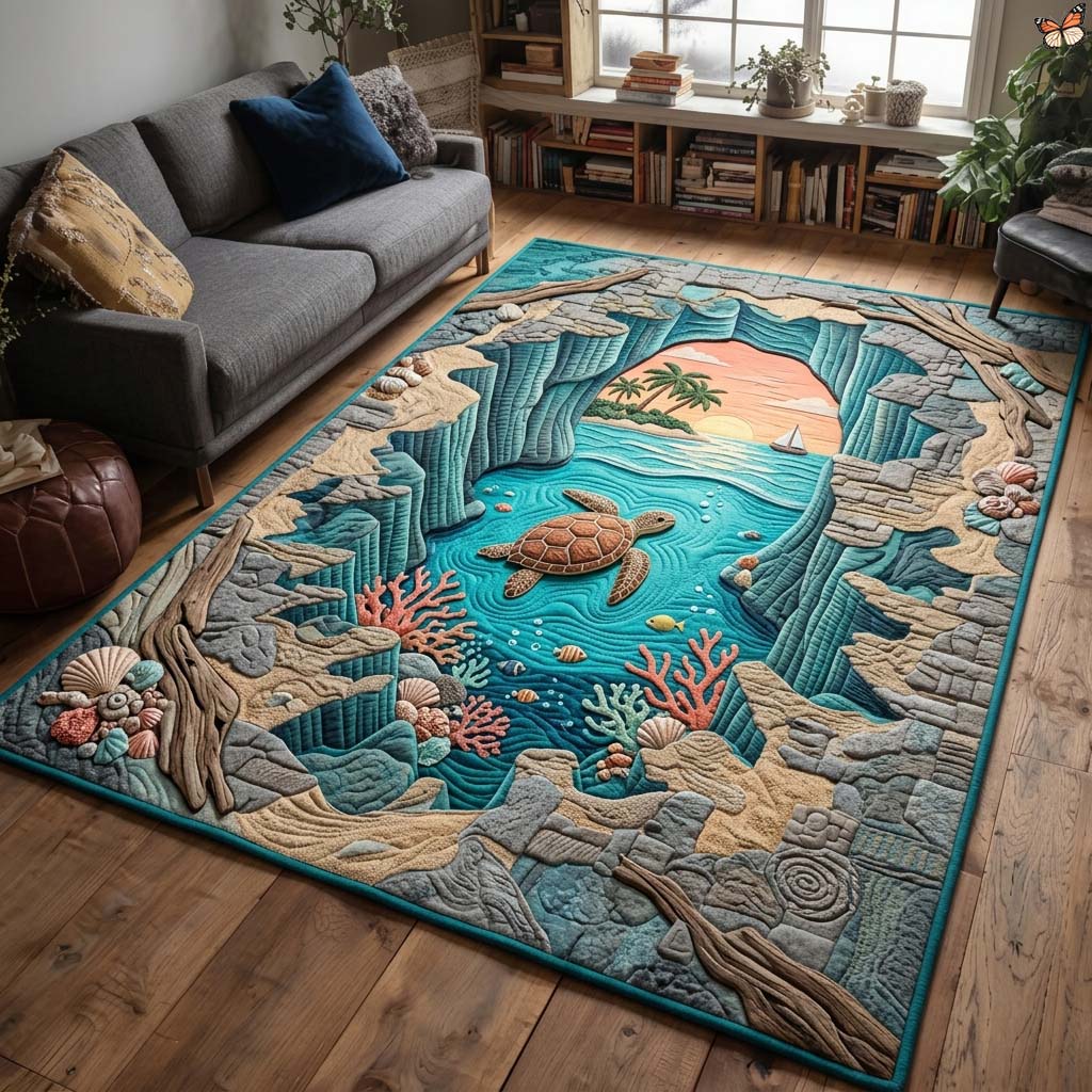 Turtle Cove Portal Area Rug - Non-Slip Washable 3D Print Rug for Living Room & BedroomTVC2108362