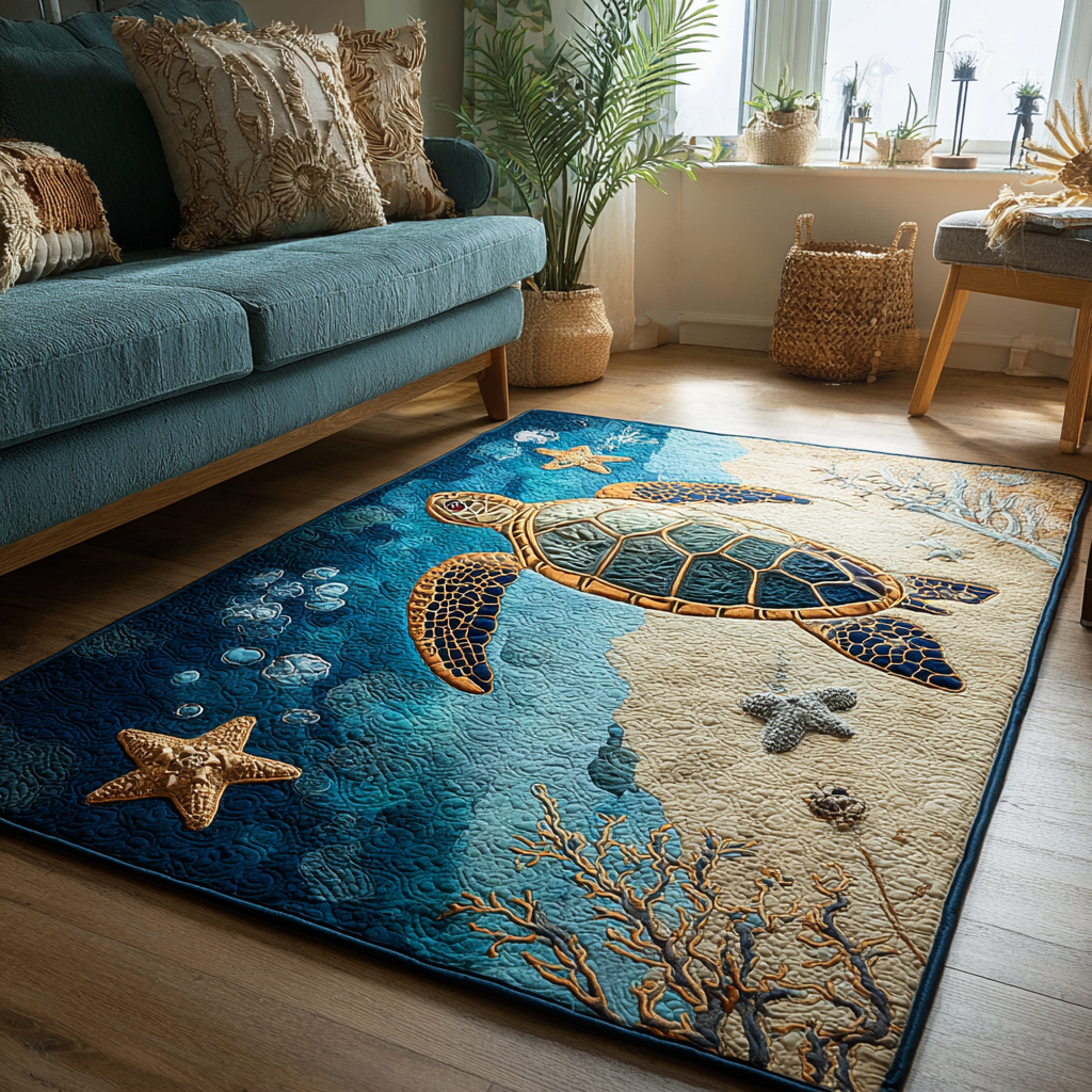 Turtle Dream Area Rug - Non-Slip Washable 3D Print Rug for Living Room & BedroomTVC2108259