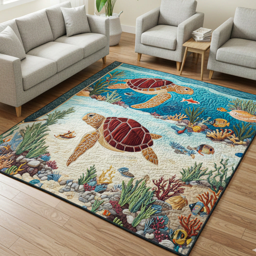Turtle Harmony Area Rug - Non-Slip Washable 3D Print Rug for Living Room & BedroomTVC2108243