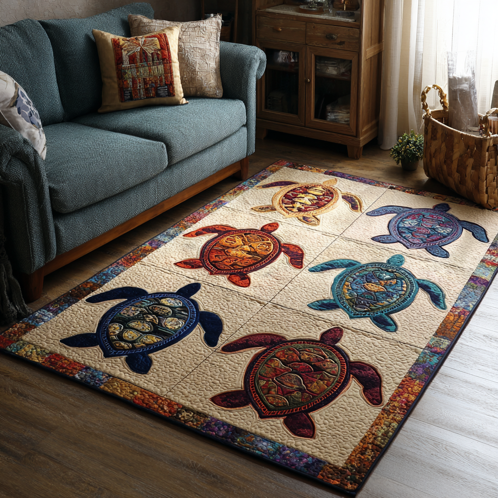 Turtle Horizon Area Rug - Non-Slip Washable 3D Print Rug for Living Room & BedroomTVC2108258