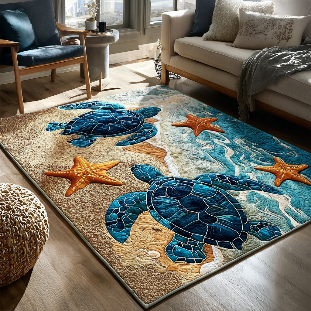 Turtle Journey Area Rug - Non-Slip Washable 3D Print Rug for Living Room & BedroomTVC2108210