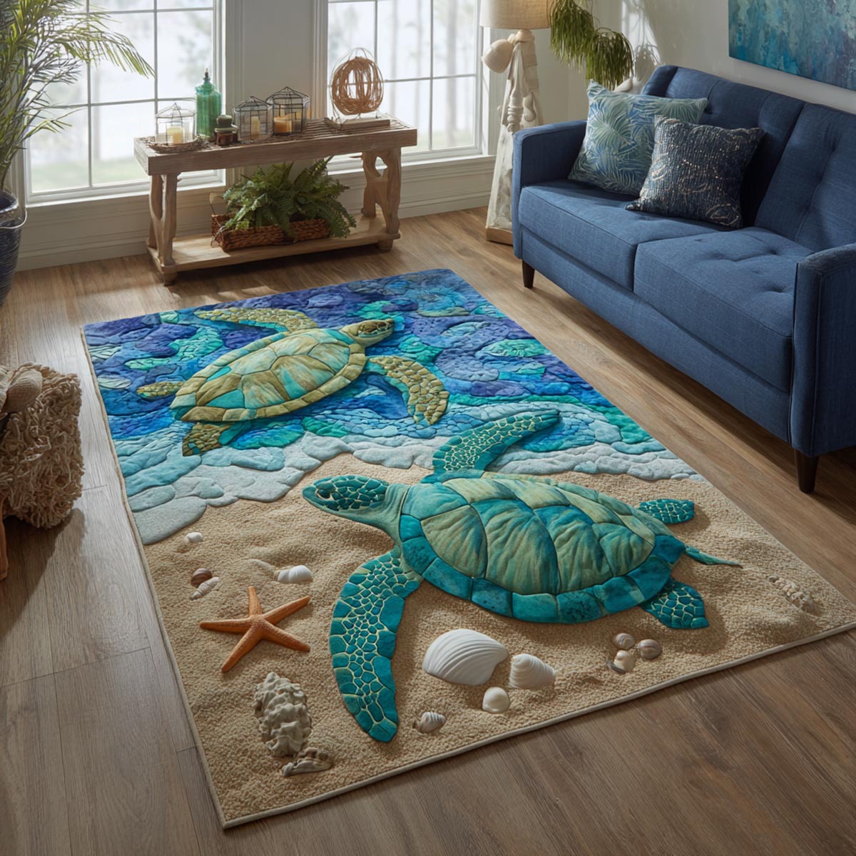 Turtle Journey Area Rug - Non-Slip Washable 3D Print Rug for Living Room & BedroomTVC2108258