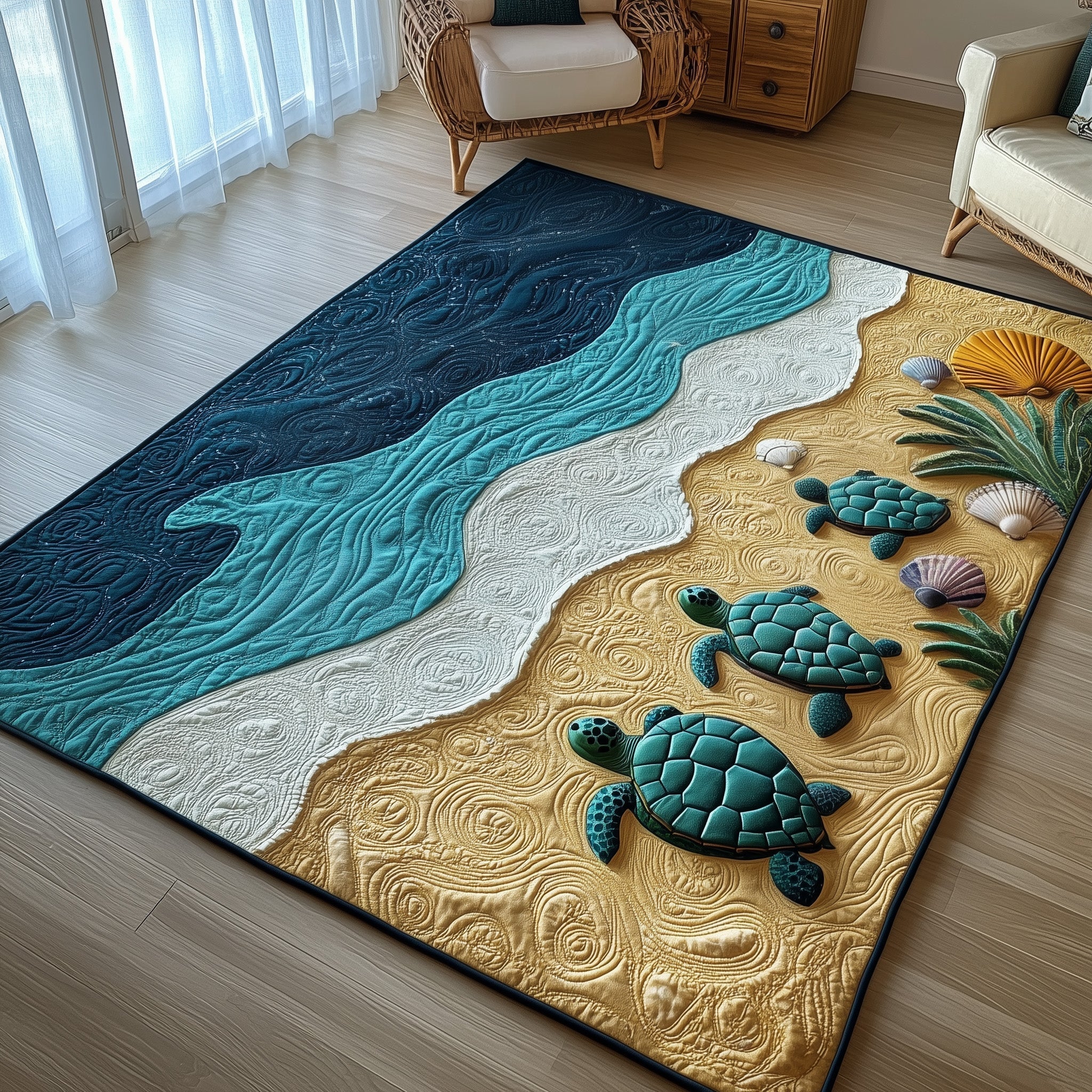 Turtle Marine Area Rug - Non-Slip Washable 3D Print Rug for Living Room & BedroomTVC2108389