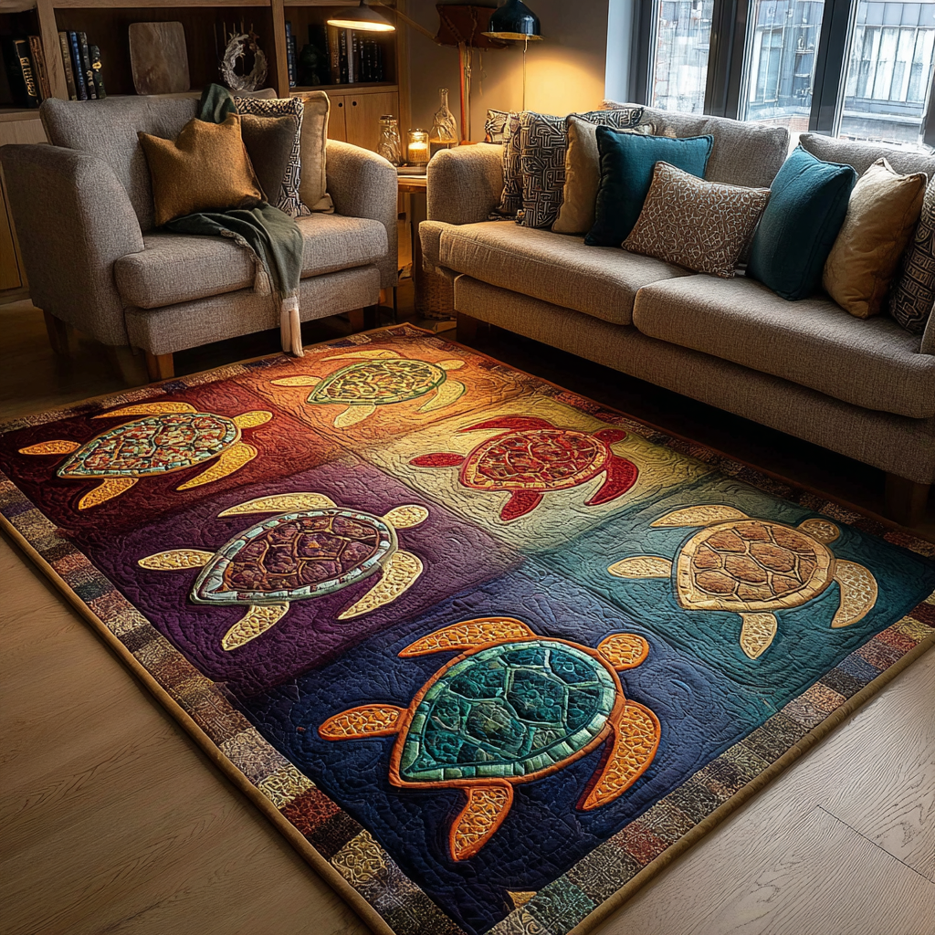Turtle Path Area Rug - Non-Slip Washable 3D Print Rug for Living Room & BedroomTVC2108258