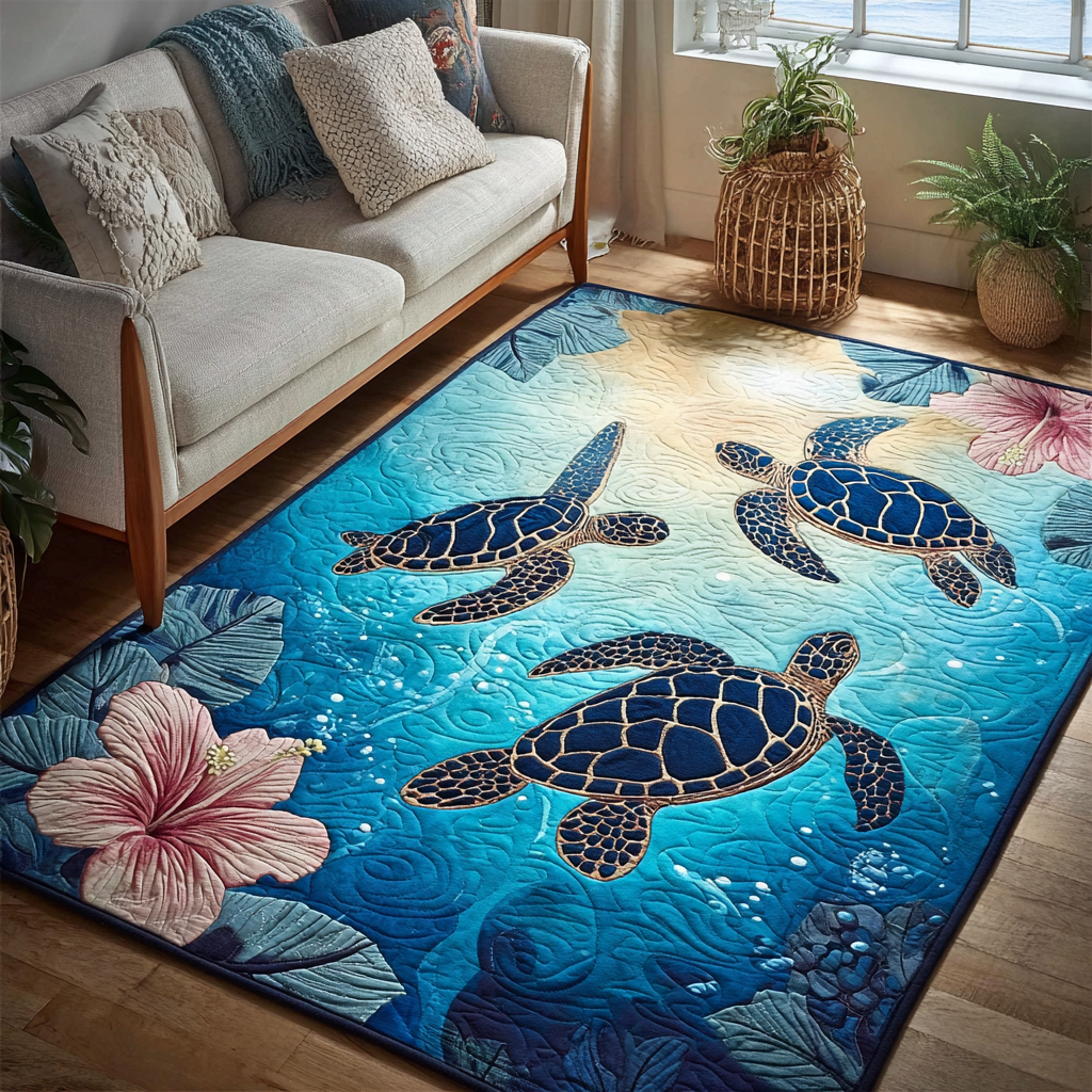 Turtle Shore Area Rug - Non-Slip Washable 3D Print Rug for Living Room & BedroomTVC2108258