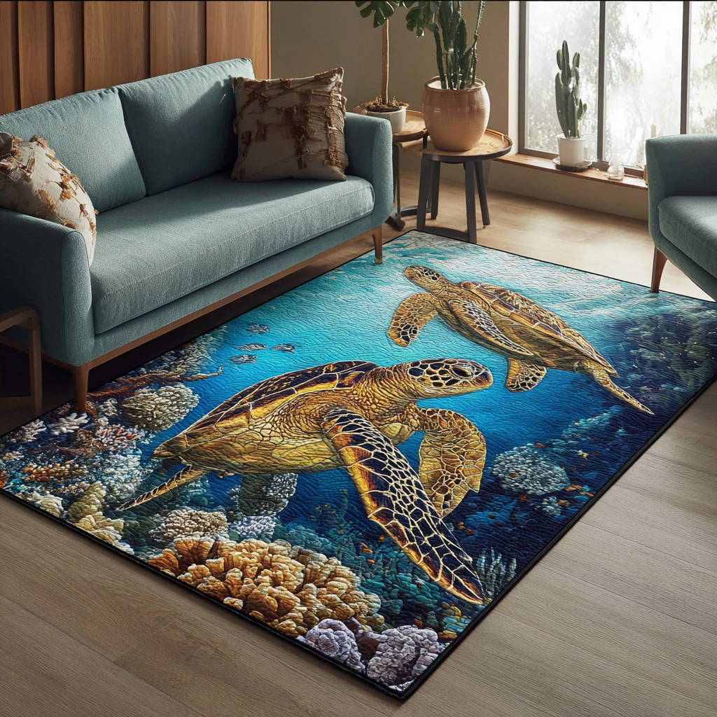 Turtle Spirit Area Rug - Non-Slip Washable 3D Print Rug for Living Room & BedroomTVC2108258