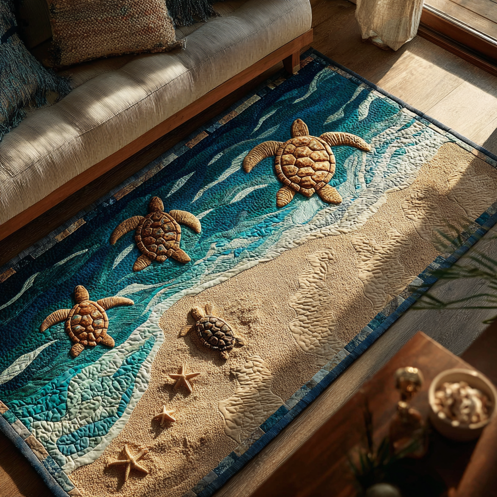 Turtle Wave Area Rug - Non-Slip Washable 3D Print Rug for Living Room & BedroomTVC2108258
