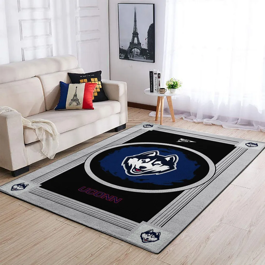 Uconn Huskies Area Rug Perfect for Living Room Decor Black and Gray